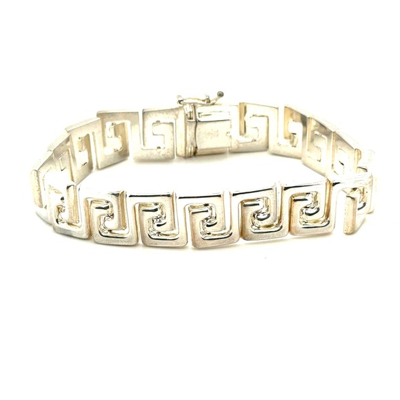 Milor Jewelry - Milor Italy 925 Sterling Silver Greek Key Meander Link Bracelet 7.5in 25.5g
